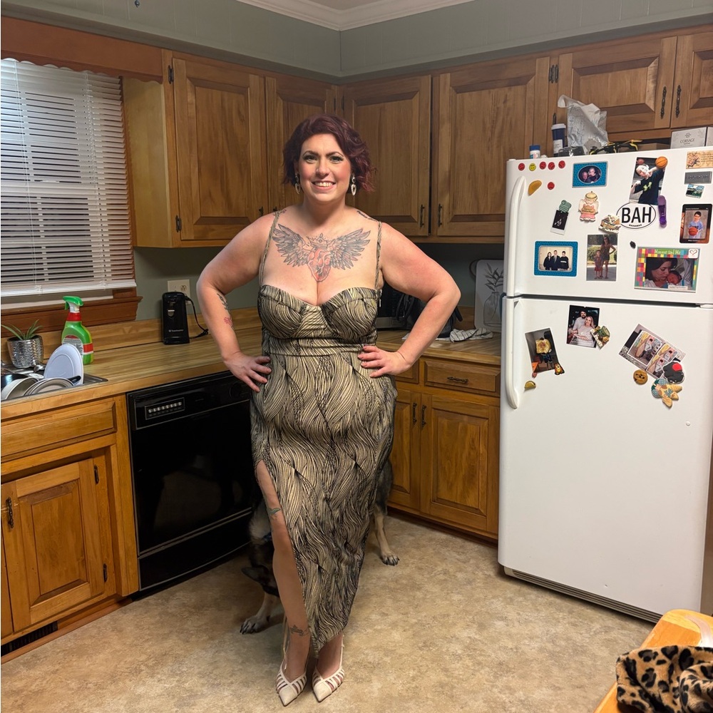 Fashion Nova Black and Tan Maxi Dress